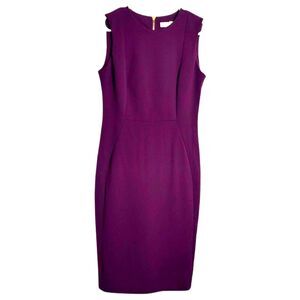 Calvin Klein Ponte Knit Career Dress Womens 4 Business Stretch Office Zip Purple